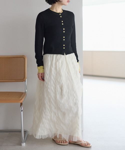 r.（アールドット）の「チュール　ウェーブワッシャースカート（スカート・レディース・チャコールグレー/ブラック/アイボリー・FREE）」の15枚目の写真