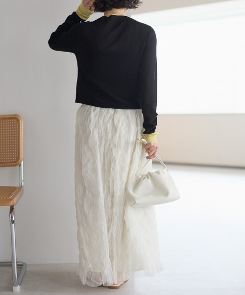 r.（アールドット）の「チュール　ウェーブワッシャースカート（スカート・レディース・チャコールグレー/ブラック/アイボリー・FREE）」の16枚目の写真