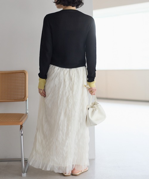 r.（アールドット）の「チュール　ウェーブワッシャースカート（スカート・レディース・チャコールグレー/ブラック/アイボリー・FREE）」の17枚目の写真