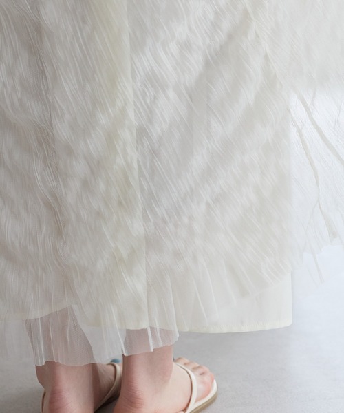r.（アールドット）の「チュール　ウェーブワッシャースカート（スカート・レディース・チャコールグレー/ブラック/アイボリー・FREE）」の20枚目の写真
