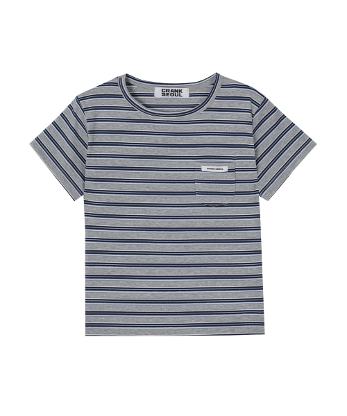 CRANK(クランク)の「ストライプポケットTシャツ_グレー(Tシャツ/カットソー・レディース・その他・FREE)」の5枚目の写真