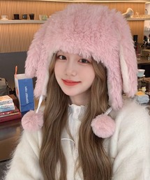 LunaBelle（ルナベル）の「ふわもこロップイヤーうさぎ帽子（ニットキャップ/ビーニー）」