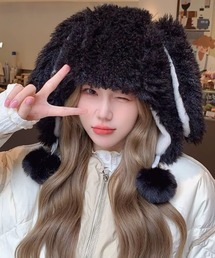 LunaBelle（ルナベル）の「ふわもこロップイヤーうさぎ帽子（ニットキャップ/ビーニー）」