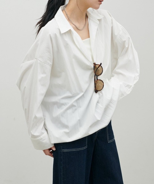LARUTA(ラルータ)の「【LARUTA】スキッパー長袖シャツ(シャツ/ブラウス・レディース・ピンク/オフホワイト/グレイッシュベージュ/その他2/その他1/イエロー・FREE)」の9枚目の写真