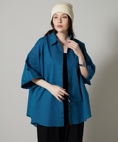 OK YESTERDAY（オッケーイエスタデイ）の「OK YESTERDAY / オーケー イエスタデイ ショートスリーブ スタンダードシャツ / SHORT-SLEEVE STANDARD SHIRT 2026年 夏 夏服（シャツ/ブラウス・レディース・ホワイト/ブラック/ブルー/ブラック系その他/ネイビー・L/M）」の5枚目の写真