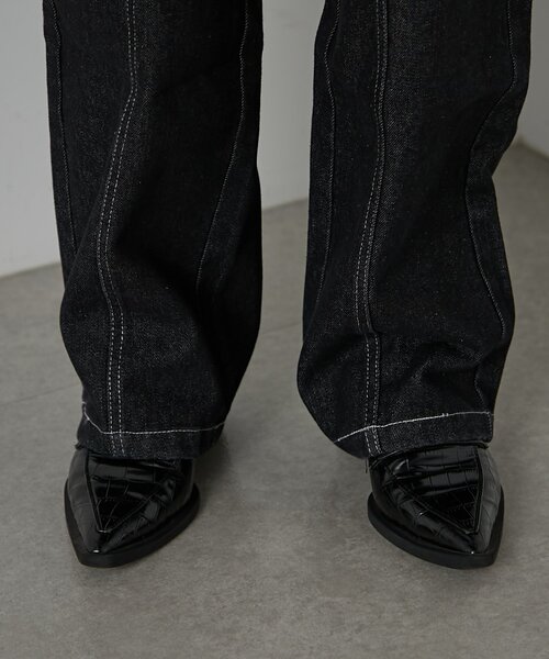 goocy（グーシー）の「【セットアップ対応】デニムアシメパンツ（デニムパンツ・レディース・ブラック/ネイビー・FREE）」の16枚目の写真