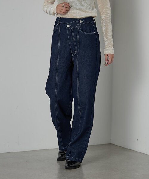 goocy（グーシー）の「【セットアップ対応】デニムアシメパンツ（デニムパンツ・レディース・ブラック/ネイビー・FREE）」の19枚目の写真