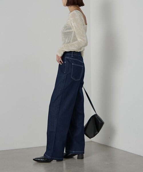 goocy（グーシー）の「【セットアップ対応】デニムアシメパンツ（デニムパンツ・レディース・ブラック/ネイビー・FREE）」の20枚目の写真