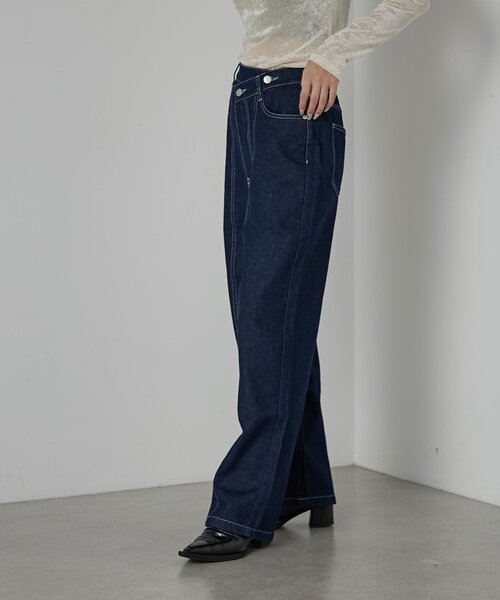 goocy（グーシー）の「【セットアップ対応】デニムアシメパンツ（デニムパンツ・レディース・ブラック/ネイビー・FREE）」の21枚目の写真