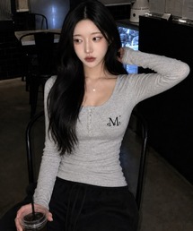 A'GEM/9 × .kom 『MUCENT/ムセント』 NELLO SNAP BUTTON LONG SLEEVE T/ネロボタンロングスリーブ