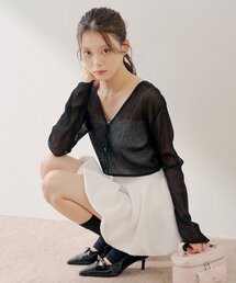 レイヤードシアーフライスカーデ / Layered sheer Fraise Cardigan