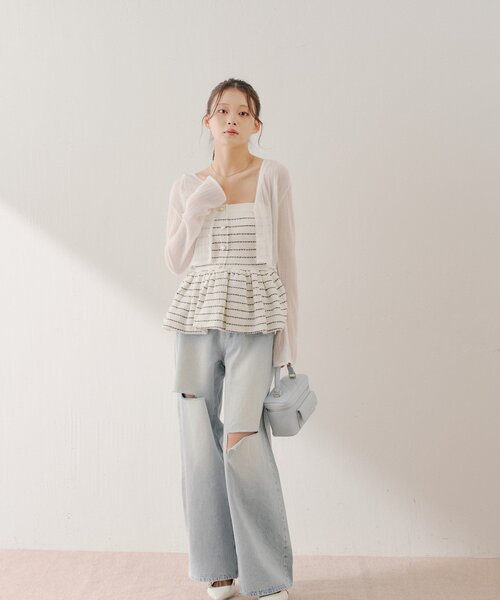 Chico（チコ）の「バックドロストシアーカーディガン（カーディガン/ボレロ・レディース・ホワイト/ピンク/ブラック・FREE）」の14枚目の写真