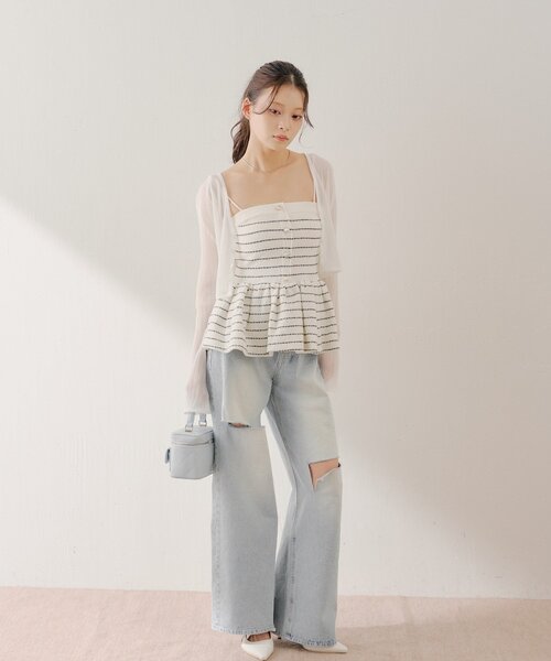 Chico（チコ）の「バックドロストシアーカーディガン（カーディガン/ボレロ・レディース・ホワイト/ピンク/ブラック・FREE）」の15枚目の写真