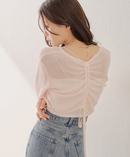 Chico（チコ）の「バックドロストシアーカーディガン（カーディガン/ボレロ・レディース・ホワイト/ピンク/ブラック・FREE）」の5枚目の写真