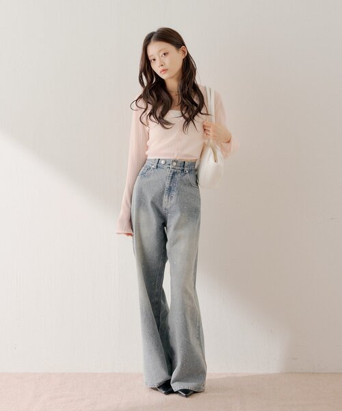 Chico（チコ）の「バックドロストシアーカーディガン（カーディガン/ボレロ・レディース・ホワイト/ピンク/ブラック・FREE）」の7枚目の写真