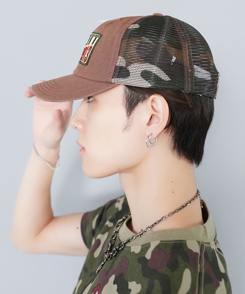 schott（ショット）の「【SCHOTT/ショット】1913ロゴワッペンメッシュキャップ/トラッカーキャップ（キャップ・メンズ・ブラック/ブラウン・ONESIZE）」の13枚目の写真