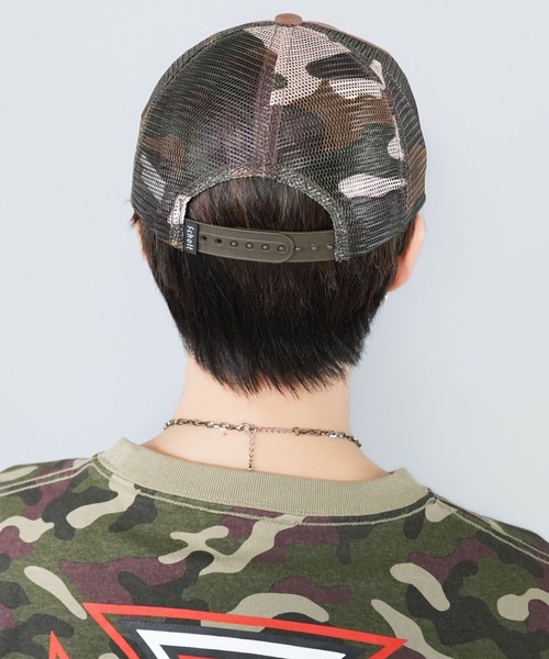 schott（ショット）の「【SCHOTT/ショット】1913ロゴワッペンメッシュキャップ/トラッカーキャップ（キャップ・メンズ・ブラック/ブラウン・ONESIZE）」の14枚目の写真