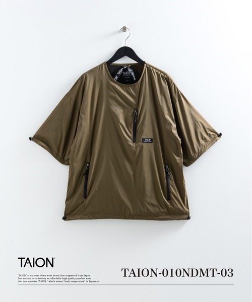 TAION（タイオン）の「【TAION(タイオン)】〈ユニセックス〉ノンダウン マウンテン クルーネック Wジップポケット ハーフスリーブ カットソー（Tシャツ/カットソー・メンズ・ライトグレー/ダークネイビー/ダークパープル/オリーブ/ブラック/ブラック系その他・XL/L/M/S/2XL）」の4枚目の写真