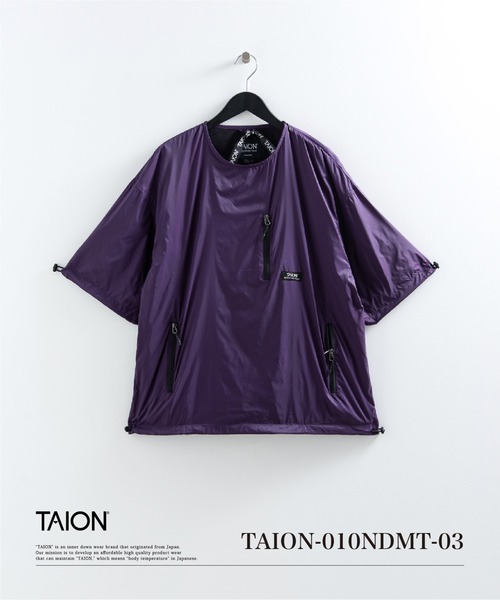 TAION（タイオン）の「【TAION(タイオン)】〈ユニセックス〉ノンダウン マウンテン クルーネック Wジップポケット ハーフスリーブ カットソー（Tシャツ/カットソー・メンズ・ライトグレー/ダークネイビー/ダークパープル/オリーブ/ブラック/ブラック系その他・XL/L/M/S/2XL）」の6枚目の写真