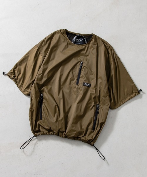 TAION（タイオン）の「【TAION(タイオン)】〈ユニセックス〉ノンダウン マウンテン クルーネック Wジップポケット ハーフスリーブ カットソー（Tシャツ/カットソー・メンズ・ライトグレー/ダークネイビー/ダークパープル/オリーブ/ブラック/ブラック系その他・XL/L/M/S/2XL）」の7枚目の写真