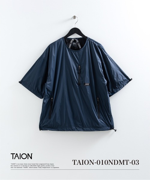 TAION（タイオン）の「【TAION(タイオン)】〈ユニセックス〉ノンダウン マウンテン クルーネック Wジップポケット ハーフスリーブ カットソー（Tシャツ/カットソー・メンズ・ライトグレー/ダークネイビー/ダークパープル/オリーブ/ブラック/ブラック系その他・XL/L/M/S/2XL）」の9枚目の写真