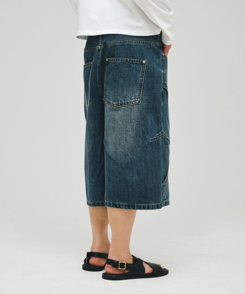 ECORR(エコル)の「ラウンドトリミングデニムハーフパンツ_ブルー(その他パンツ・メンズ・その他・1(M)/2(L)/3(XL))」の4枚目の写真