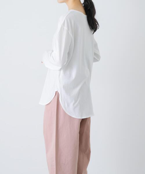 かぐれ(カグレ)の「シフォン天竺カットソー(Tシャツ/カットソー・レディース・オフホワイト/ライトグレー・FREE)」の3枚目の写真