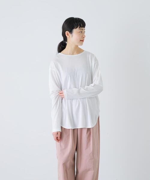 かぐれ(カグレ)の「シフォン天竺カットソー(Tシャツ/カットソー・レディース・オフホワイト/ライトグレー・FREE)」の4枚目の写真