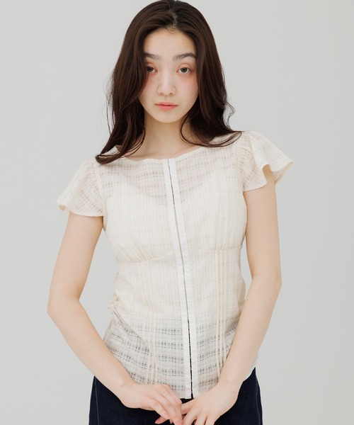 SENEE(セニー)の「front hook ruffle shoulder tops(フロントホックラッフルショルダートップス)(シャツ/ブラウス・レディース・チャコールグレー/アイボリー・FREE)」の21枚目の写真