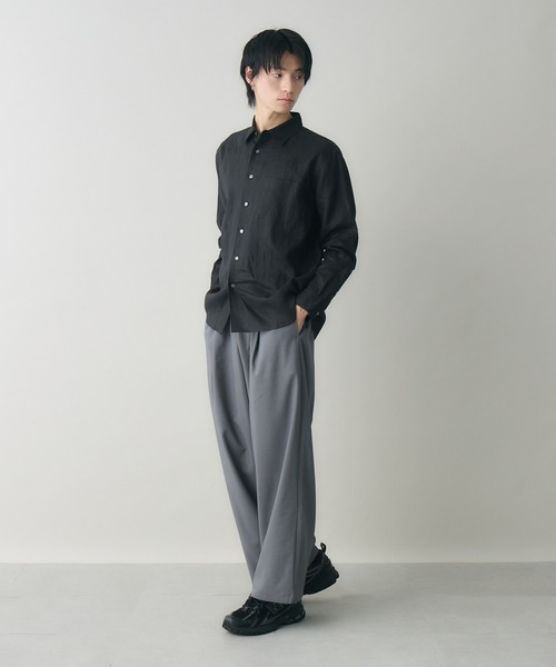kuros'（クロス）の「【kuros'オリジナル】レギュラーカラーリネン長袖シャツ リネン100％ ユニセックス 日本製（シャツ/ブラウス・レディース・ホワイト/ブラック・SMALL/MEDIUM/LARGE/X-LARGE）」の18枚目の写真