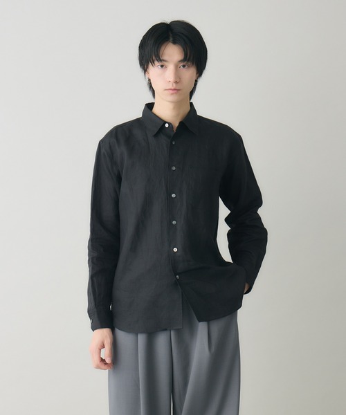 kuros'（クロス）の「【kuros'オリジナル】レギュラーカラーリネン長袖シャツ リネン100％ ユニセックス 日本製（シャツ/ブラウス・レディース・ホワイト/ブラック・SMALL/MEDIUM/LARGE/X-LARGE）」の20枚目の写真