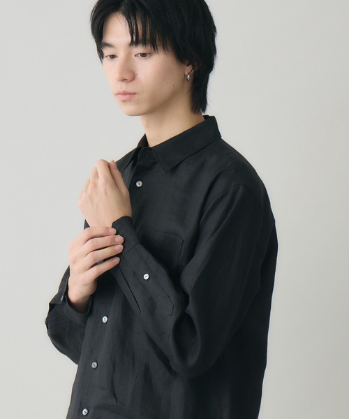 kuros'（クロス）の「【kuros'オリジナル】レギュラーカラーリネン長袖シャツ リネン100％ ユニセックス 日本製（シャツ/ブラウス・レディース・ホワイト/ブラック・SMALL/MEDIUM/LARGE/X-LARGE）」の22枚目の写真
