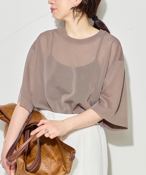 journal standard L'essage（ジャーナルスタンダードレサージュ）の「フォルムニットTシャツ（ニット/セーター・レディース・ブルー系その他/ベージュ系その他/ブラック・FREE）」の2枚目の写真