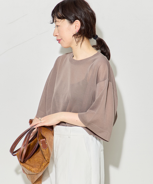 journal standard L'essage（ジャーナルスタンダードレサージュ）の「フォルムニットTシャツ（ニット/セーター・レディース・ブルー系その他/ベージュ系その他/ブラック・FREE）」の5枚目の写真