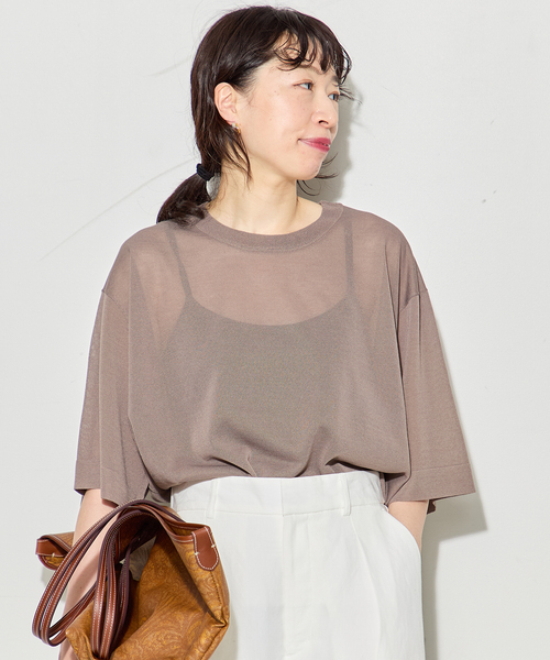 journal standard L'essage（ジャーナルスタンダードレサージュ）の「フォルムニットTシャツ（ニット/セーター・レディース・ブルー系その他/ベージュ系その他/ブラック・FREE）」の7枚目の写真