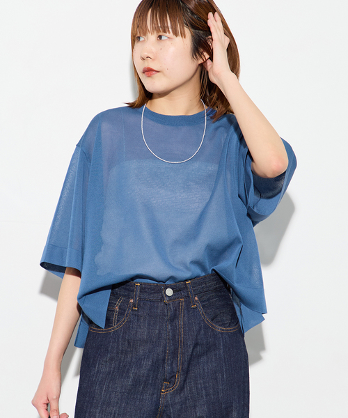 journal standard L'essage（ジャーナルスタンダードレサージュ）の「フォルムニットTシャツ（ニット/セーター・レディース・ブルー系その他/ベージュ系その他/ブラック・FREE）」の10枚目の写真