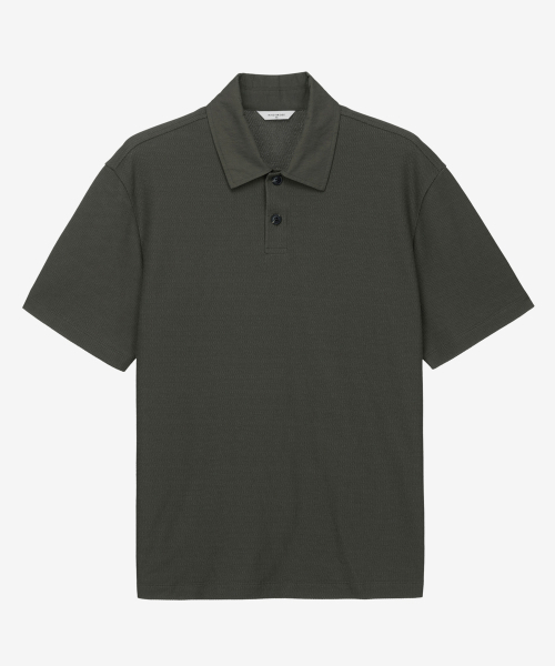 MINDBRIDGE(マインドブリッジ)の「ウーブンカラー配色Tシャツ - 2カラー MYTS3105(ポロシャツ・メンズ・カーキ/チャコール・100/110/95/105)」の4枚目の写真