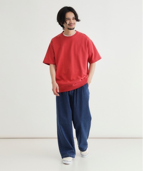 BACK NUMBER（バックナンバー）の「BACK NUMBER(バックナンバー)裾リブショートスリーブＴ（Tシャツ/カットソー・メンズ・ネイビー/イエロー/ダークグレー/レッド/ホワイト・L/XL/M/S）」の20枚目の写真