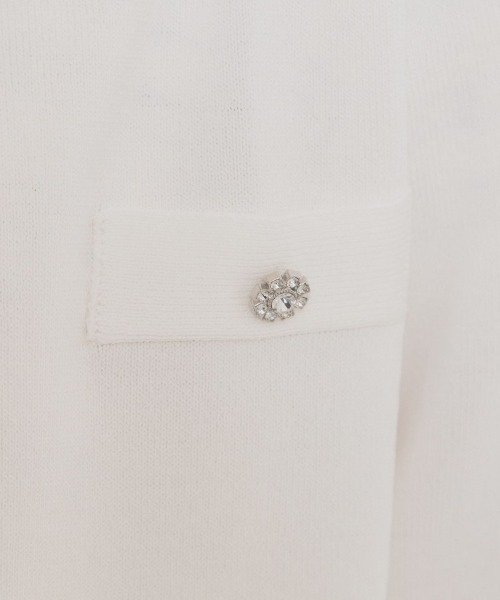 couture brooch(クチュールブローチ)の「【洗える・着映え】ビジューボタン 半袖カーディガン(カーディガン/ボレロ・レディース・ネイビー/ワインレッド/イエロー系その他/ホワイト系・42/38/36)」の16枚目の写真