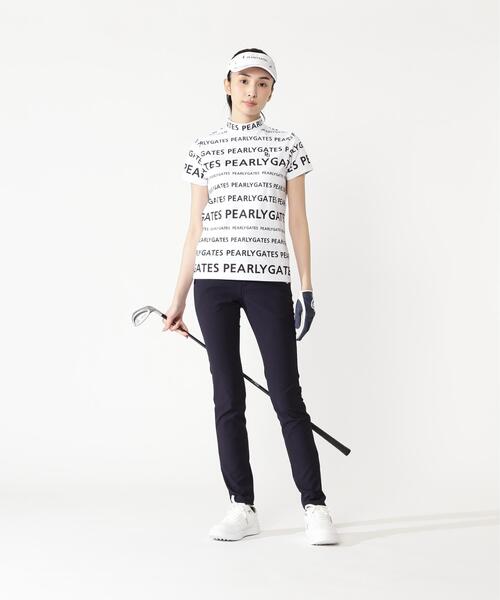 PEARLY GATES(パーリーゲイツ)の「【PEARLY GATES】ランダムロゴボーダー柄 スムース風ミニカノコ(Tシャツ/カットソー・レディース・ホワイト系その他・MEDIUM/LARGE/SMALL)」の9枚目の写真