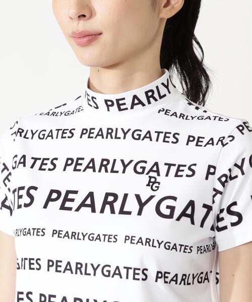 PEARLY GATES(パーリーゲイツ)の「【PEARLY GATES】ランダムロゴボーダー柄 スムース風ミニカノコ(Tシャツ/カットソー・レディース・ホワイト系その他・MEDIUM/LARGE/SMALL)」の2枚目の写真