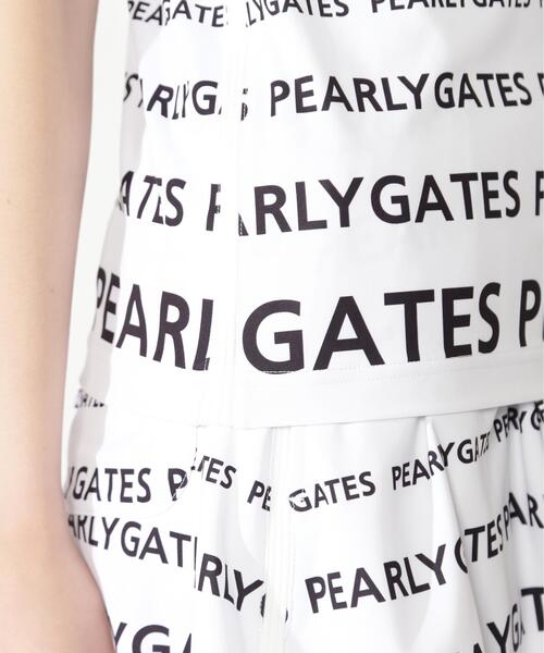 PEARLY GATES(パーリーゲイツ)の「【PEARLY GATES】ランダムロゴボーダー柄 スムース風ミニカノコ(Tシャツ/カットソー・レディース・ホワイト系その他・MEDIUM/LARGE/SMALL)」の4枚目の写真