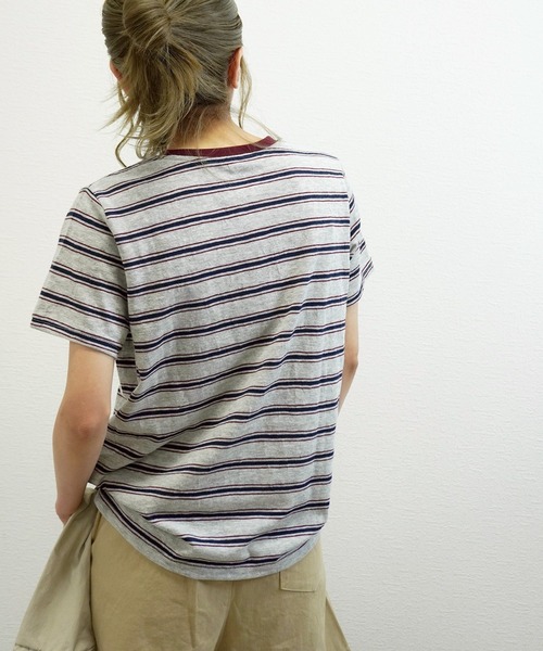 gossara(ゴサラ)の「【ラフに着映える】マルチボーダーTシャツ(Tシャツ/カットソー・レディース・グレー/アイボリー・FREE)」の10枚目の写真