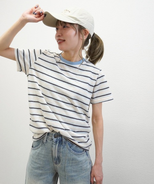 gossara(ゴサラ)の「【ラフに着映える】マルチボーダーTシャツ(Tシャツ/カットソー・レディース・グレー/アイボリー・FREE)」の19枚目の写真
