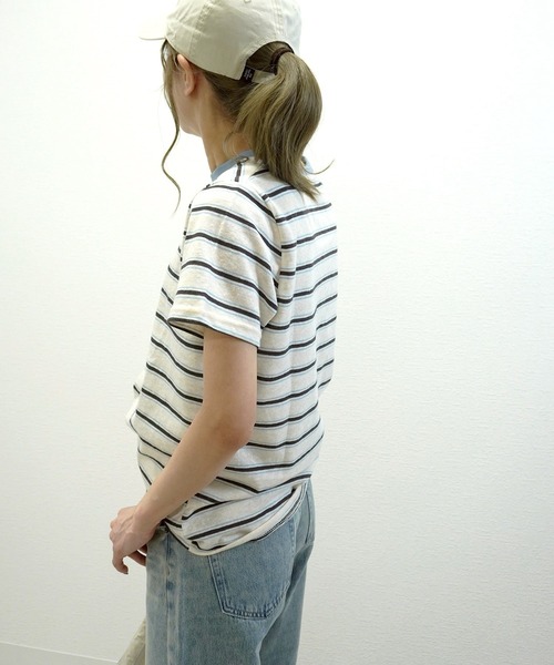 gossara(ゴサラ)の「【ラフに着映える】マルチボーダーTシャツ(Tシャツ/カットソー・レディース・グレー/アイボリー・FREE)」の18枚目の写真