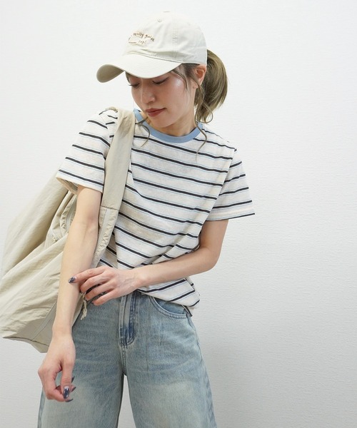 gossara(ゴサラ)の「【ラフに着映える】マルチボーダーTシャツ(Tシャツ/カットソー・レディース・グレー/アイボリー・FREE)」の17枚目の写真