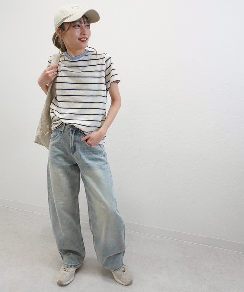 gossara(ゴサラ)の「【ラフに着映える】マルチボーダーTシャツ(Tシャツ/カットソー・レディース・グレー/アイボリー・FREE)」の16枚目の写真