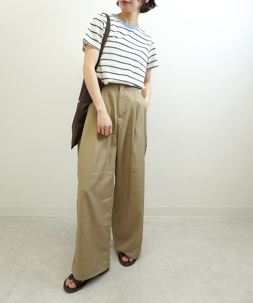 gossara(ゴサラ)の「【ラフに着映える】マルチボーダーTシャツ(Tシャツ/カットソー・レディース・グレー/アイボリー・FREE)」の22枚目の写真