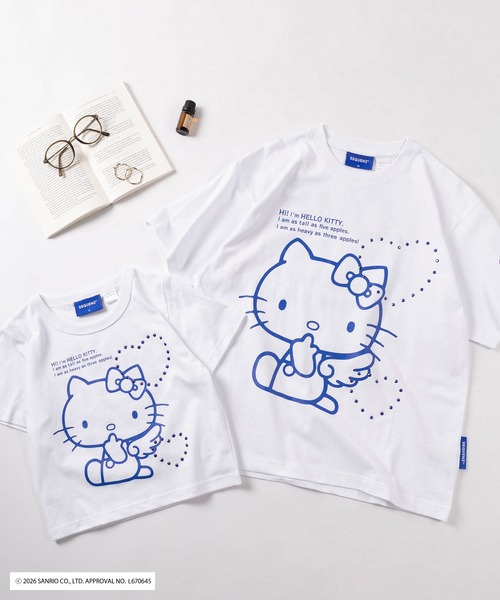 sanrio(サンリオ)の「【72】【Sanrio/サンリオ】Y2Kスタイル/ハローキティ サガラハート刺繍 ラインストーン バックデザイン クルーネックTシャツ/ピチT/チビT/ユニセックス(Tシャツ/カットソー・レディース・ブルー/ブラック/ピンク/ホワイト/ホワイト系その他/ブラック系その他・L/M/S)」の2枚目の写真