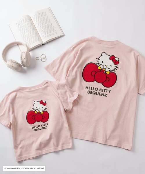 sanrio(サンリオ)の「【72】【Sanrio/サンリオ】Y2Kスタイル/ハローキティ サガラハート刺繍 ラインストーン バックデザイン クルーネックTシャツ/ピチT/チビT/ユニセックス(Tシャツ/カットソー・レディース・ブルー/ブラック/ピンク/ホワイト/ホワイト系その他/ブラック系その他・L/M/S)」の6枚目の写真